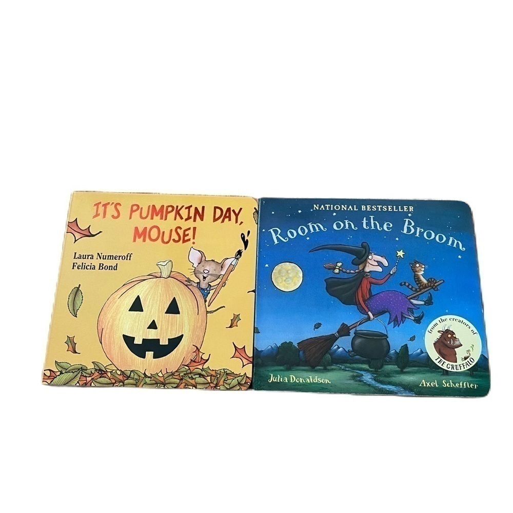 Halloween Board Book Bundle Lot NEW It’s Pumpkin Day Mouse Room on the Broom